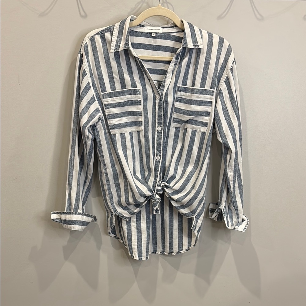 Thread & Supply Blue and White Striped Shirt